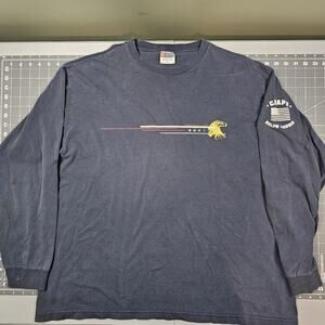 Vintage Chaps Ralph Lauren Tshirt Large Blue Grunge Distressed Long Sleeve 90s
